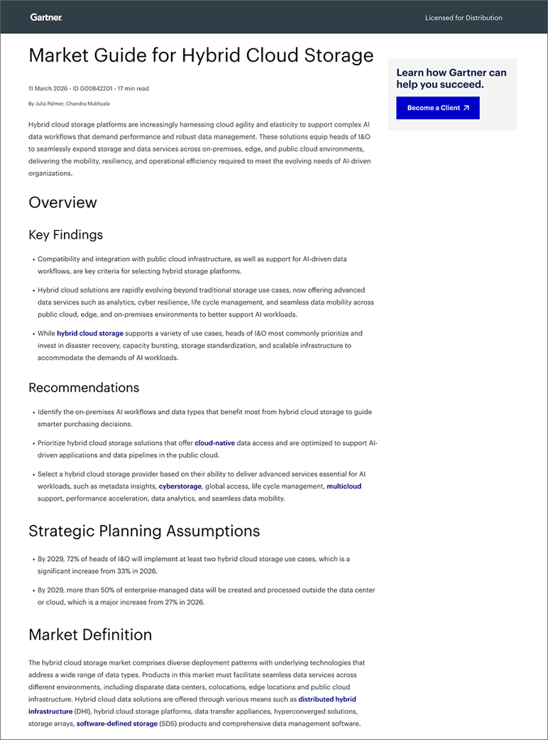 Gartner Market Guide Hybrid Cloud Storage 2026